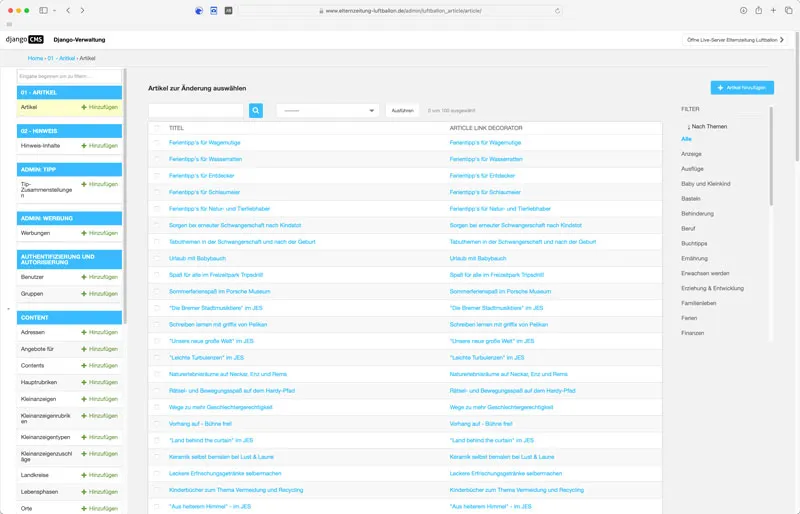 Screenshot Django Backend